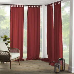 Elrene Matine Solid Tab Top Indoor/Outdoor Single Window Curtain for Patio, Pergola, Porch, Cabana, Deck, Lanai - Elrene Home Fashions - 1 of 4