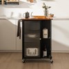 Costway Mobile Serving Cart Metal Kitchen Trolley w/Transparent Single Door Cabinet - 3 of 4