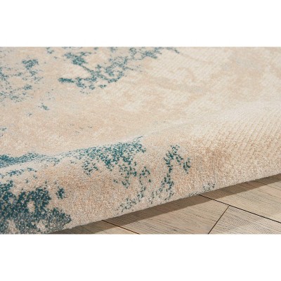 Maxell Ivory/Teal Abstract Ombre Synthetic Area Rug 7'10" x 10'6"