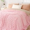 Aoibox Pink Fleece Throw Blanket with 3D Checkered Design, Ultra Soft & Lightweight, Cozy Decorative Blanket for Couch, Sofa, Chair, and Bed - 4 of 4