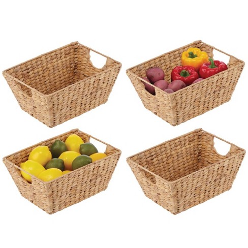 mDesign Woven Farmhouse Kitchen Pantry Food Storage Basket Box, 3