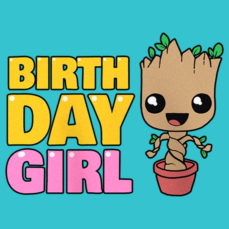 Girl's Marvel: Guardians of the Galaxy Birthday Girl Pot Plant Groot T-Shirt, 2 of 5