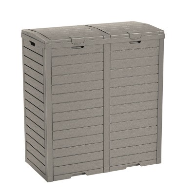 Syemin Outdoor Trash Cans 76 Gallon Outdoor Trash Can with Lid Waterproof Outdoor Garbage Can Indoor Use Trash Bin, Grey, 30.67"*16.26"*33.86"