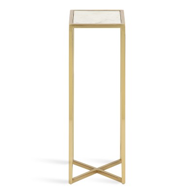 Jaspur Gold Finish Square Metal and Marble Accent Table