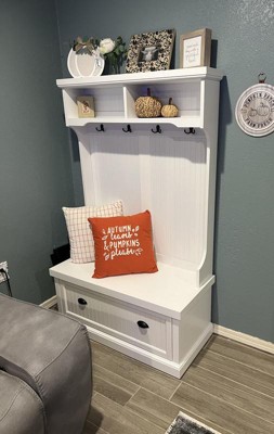 Seaside Entryway Storage Bench Distressed White - Crosley : Target