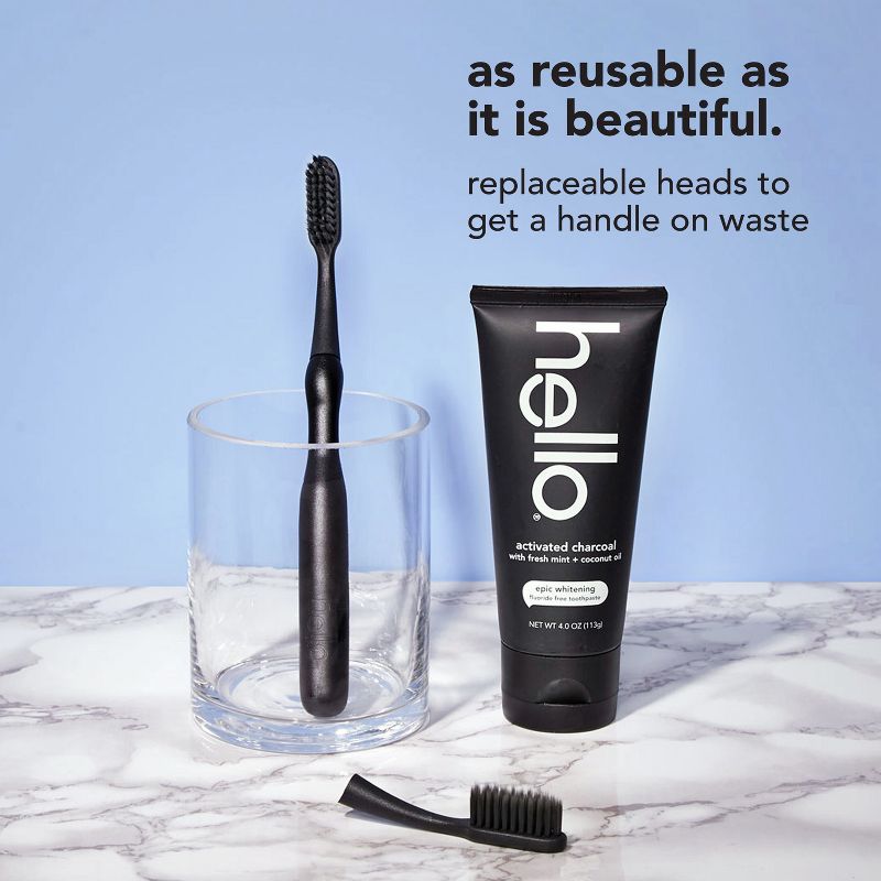 hello Sustainable Manual Toothbrush &#38; Refill - Black - Soft, 6 of 9