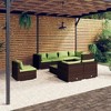 vidaXL Outdoor Patio Lounge Set 9 Piece - Brown Poly Rattan - Durable Powder Coated Steel Frame - Water-Resistant - Modular Design - 2 of 4
