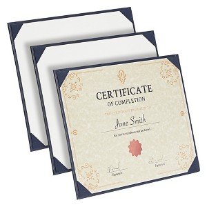 Juvale 3 Pack Navy Blue Certificate Holders with Stand - Single-Sided Document Holders for Diplomas, Awards, Certifications - 1 of 4