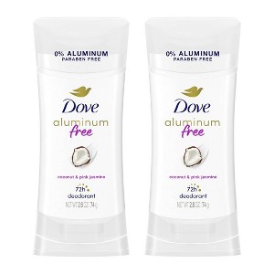 Dove Beauty Aluminum Free Deodorant Stick Twin Pack - Coconut and Pink Jasmine - 2.6oz/2ct - 1 of 4