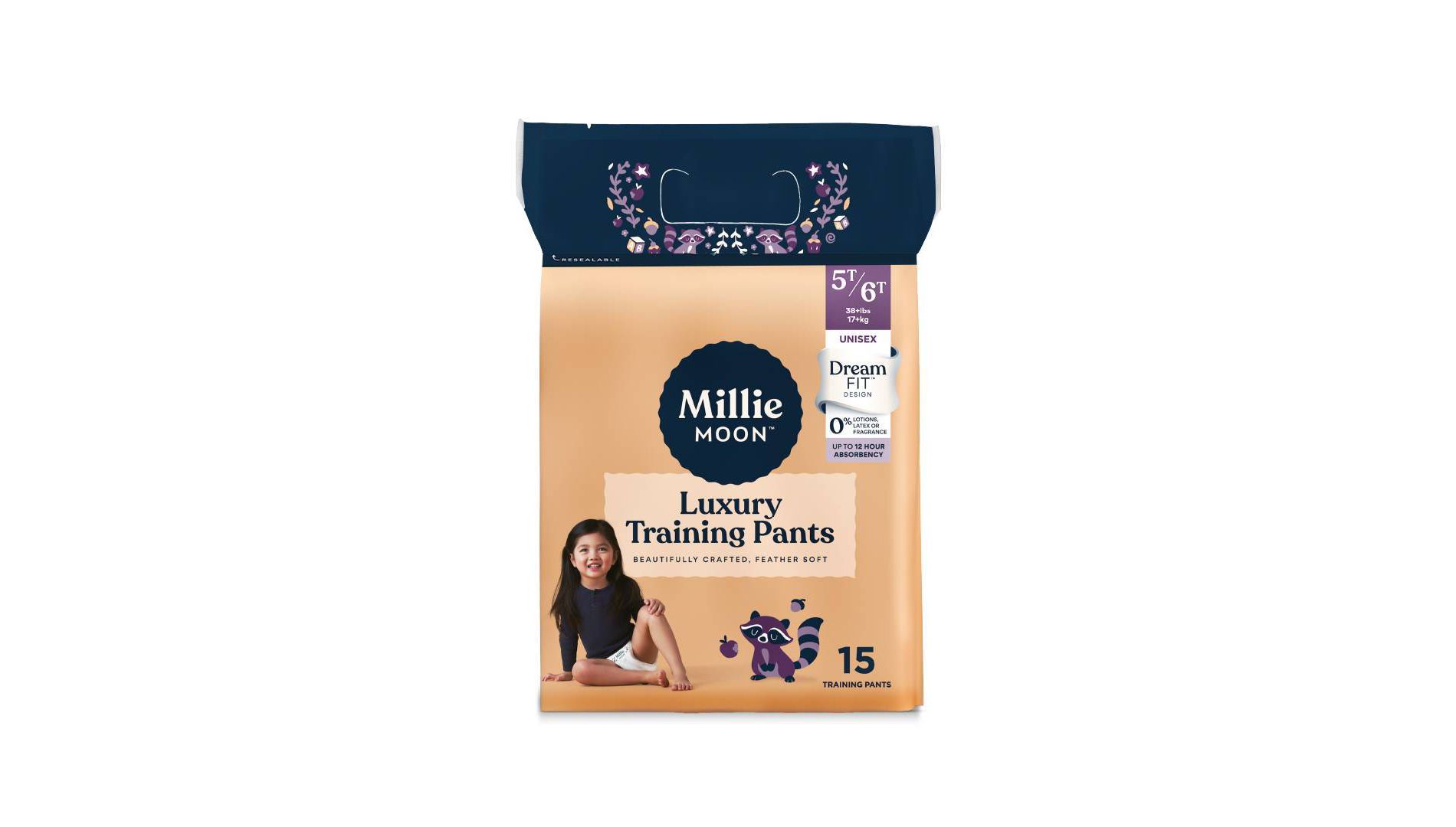 Millie Moon Luxury Training Pants - 5T-6T - 15ct: Disposable, 37+ lbs, Wood Fluff Pulp