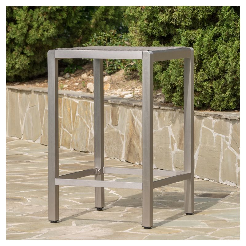 Cape Coral Square Aluminum and Wicker Bar Table - Gray - Christopher Knight Home, 3 of 6