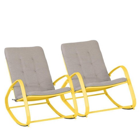2pc Patio Modern Rocking Chair Yellow, Target White Fur Rocking Chair