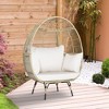 Tangkula Patio Rattan Oversized Wicker Egg Chair Stationary Lounge Basket w/ 4 Soft Cushions - 3 of 4