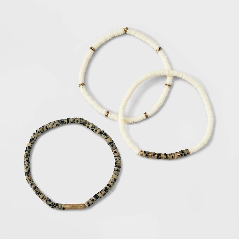 Semi-Precious Heishi Multi-Strand Bracelet Set 3pc - Universal Thread™, 4 of 6