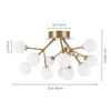 Rennnsan Mireon 23"W 15-Light Bubble Milk Glass Mid-Century LED Modern Dimmable Flush Mount in Gold - 3 of 4