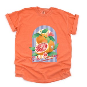 S.W.Smiley Fruits and Stripes - Women's Garment Dyed Graphic T-Shirt - 1 of 4