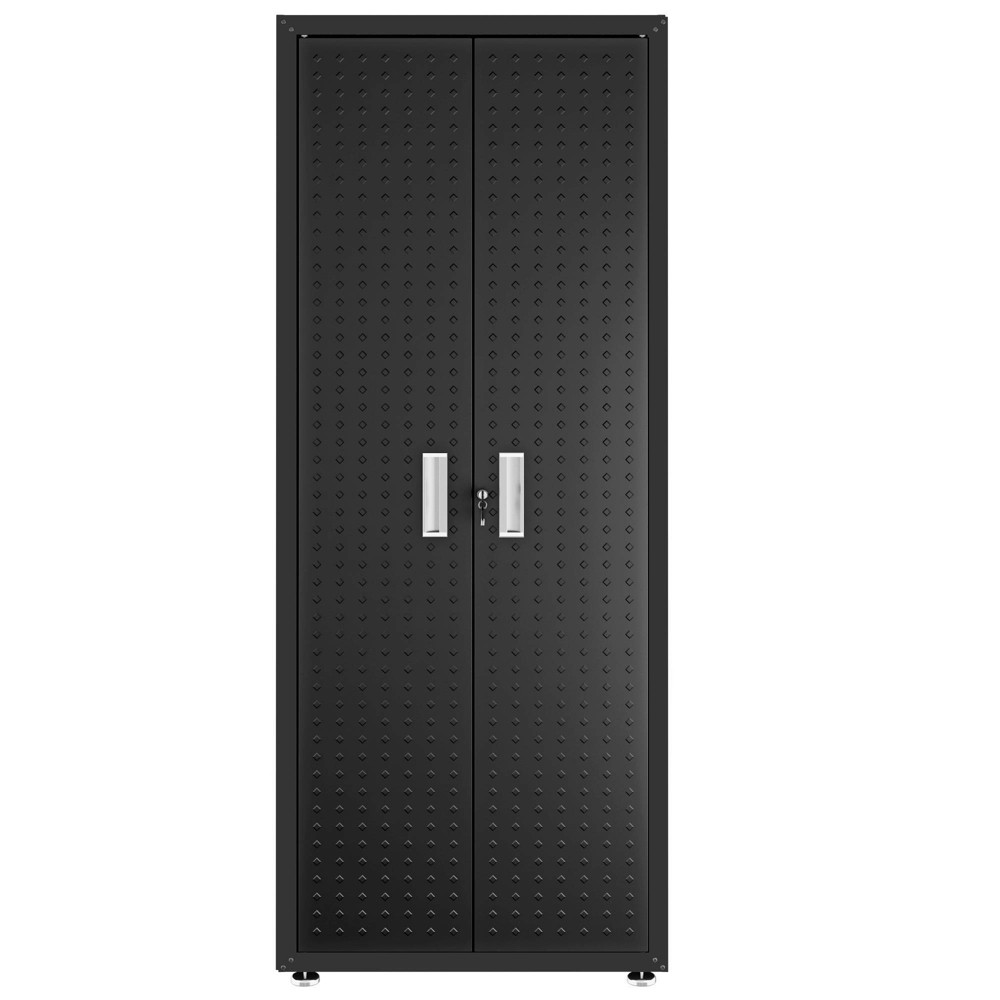 Manhattan Comfort Fortress 74.8" Tall Garage Cabinet Charcoal Gray: Lockable Steel Storage, Adjustable Shelves, 4 Shelves