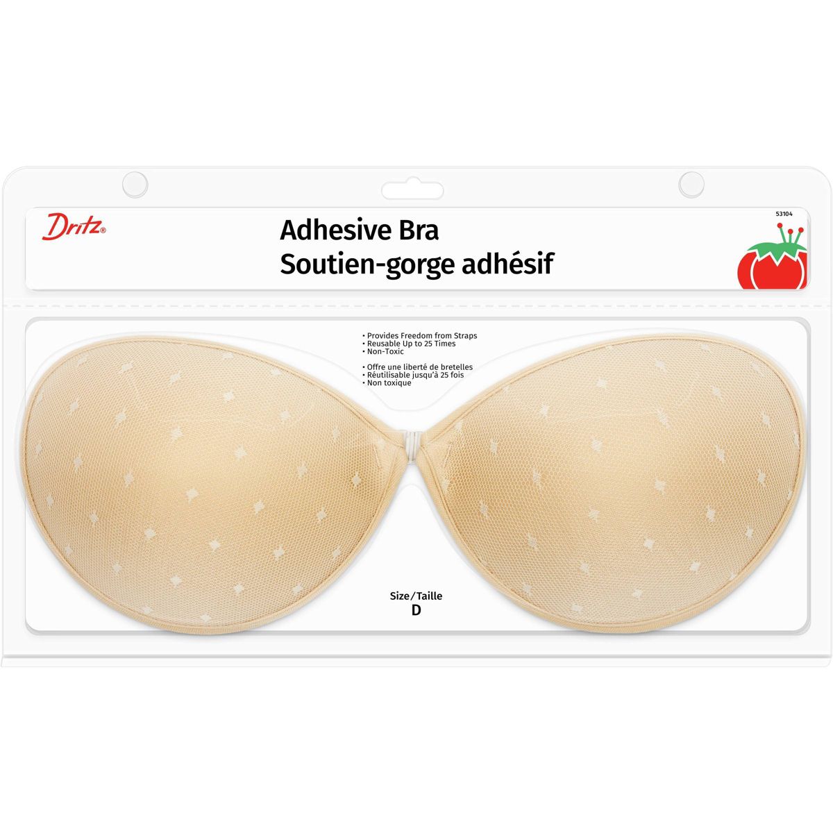 Dritz D Cup Adhesive Strapless Backless Bra Nude: Sticky Bra, Silicone Pasties, Hand Wash, Women's Undergarment