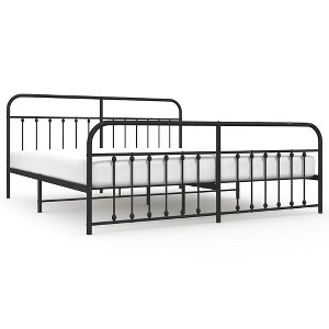 vidaXL Black King Metal Bed Frame with Headboard & Slats, No Mattress, Easy Assembly - 1 of 4