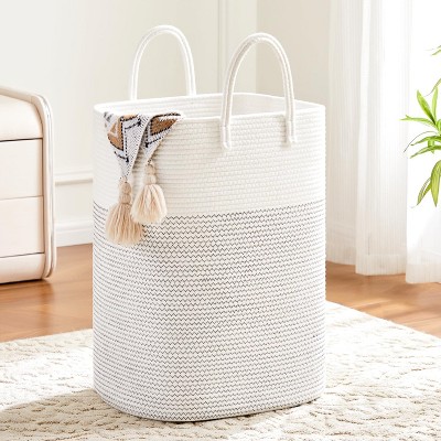 Laundry Basket,Woven Cotton Rope Laundry Hamper,Versatile Storage for Dirty Clothes,Baby Toys,and Blankets in Bathroom
