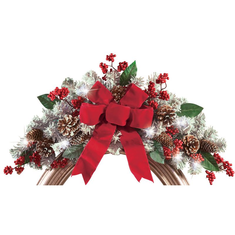Collections Etc LED Holiday Frosted Pine Floral Swag, 1 of 3