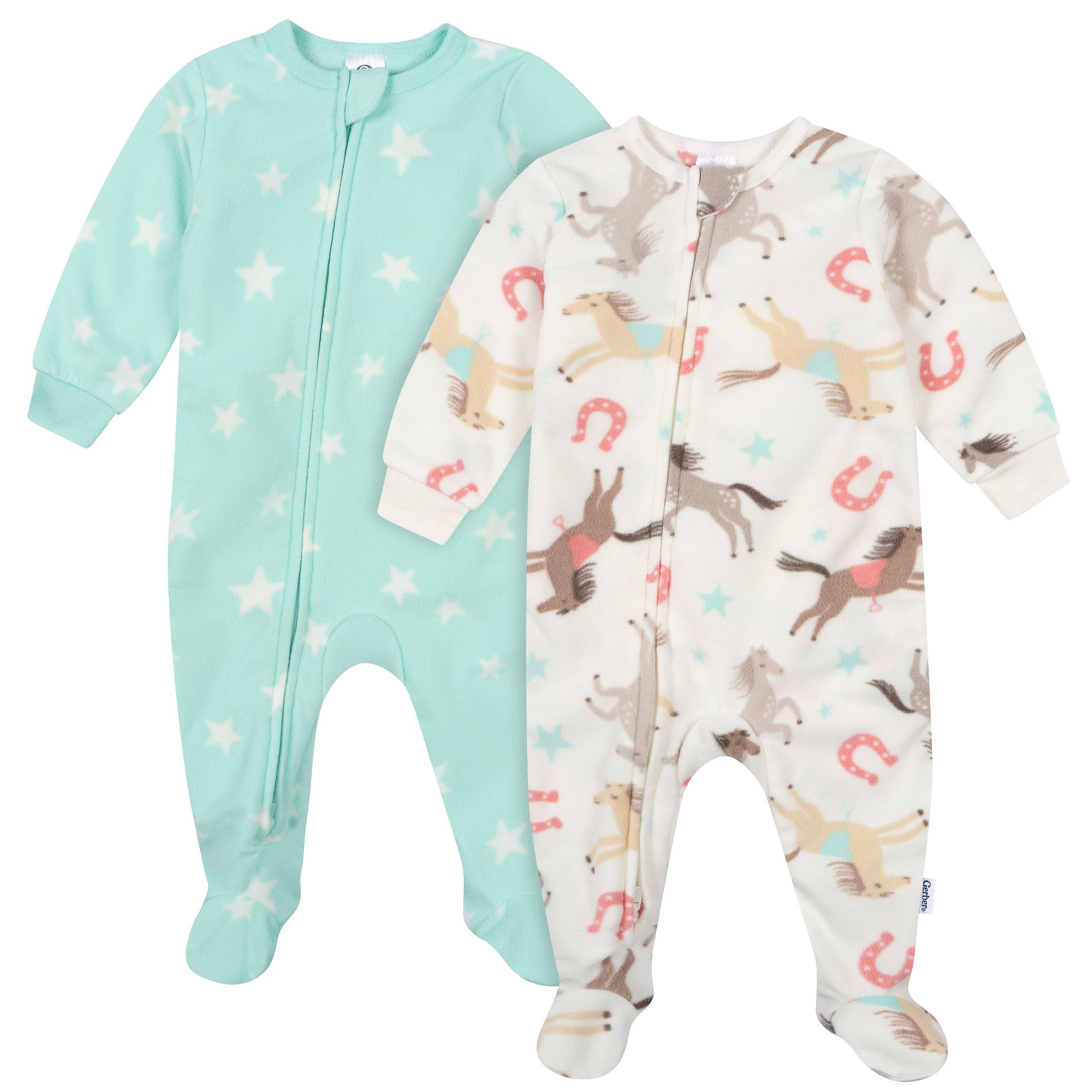 Gerber Baby and Toddler Girls' 2-Pack Footed Fleece Pajamas