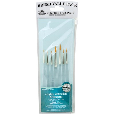 Value Pack Brush Sets-Gold Taklon Detail 7/Pkg