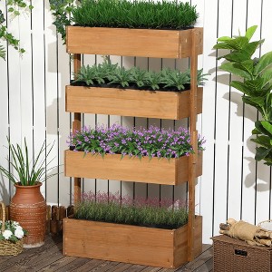 Sevobal Planters Vertical Garden Planter Wooden 4 Tier Planter Box, Self-Draining for Outdoor Flowers, Vegetables and Herbs, Brown, 31.5"*17.8"*56" - 1 of 4