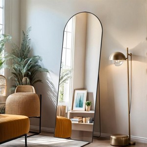 Beautyolove Arched Full Length Mirror, 71" x 30" Free Standing Floor Mirror, Modern Full Body Mirror with Stand, Black - 1 of 4