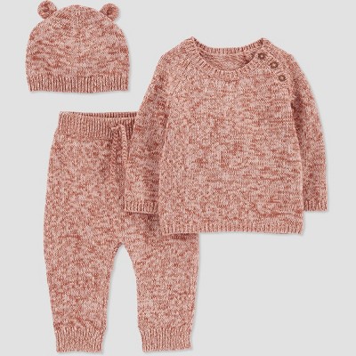 Carter's Just One You® Baby Girls' 3pc Bear Top & Bottom Set - Pink 12M