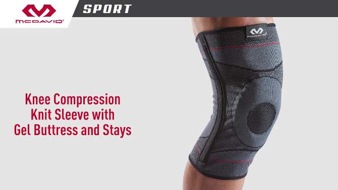 McDavid Sport Knee Knit Sleeve with Buttress and Stays - Gray - L/XL, 2 of 10, play video
