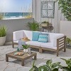 GDFStudio Cascada Outdoor Acacia Wood 3 Seater Sofa Chat Set with Cushions - 2 of 4