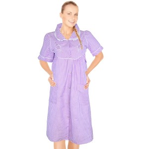 JEFFRICO House Dresses for Women with Pockets - Lightweight Breathable Short Sleeve Muumuu & Nightgowns - Snap Front Housecoat and Dusters - 1 of 4