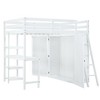 NicBex Full Size Bunk Bed with Desk Loft Bed Wood Bed Frame with Wardrobe, Shelves, Inclined Ladder and Guardrail, No Box Spring Required - 3 of 4
