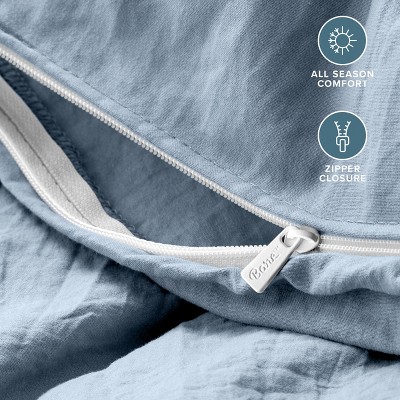 Dusty Blue Ultra-Soft Microfiber Queen Duvet Cover Set
