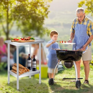 Stainless Steel Prep Table, with Backsplash, Commercial Heavy Duty Table with Adjustable Under Shelf for Outdoor Use,Restaurants,Hotels,Works - 1 of 4