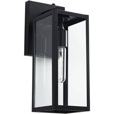 Mystic Black Modern Outdoor Wall Light Set with Clear Glass