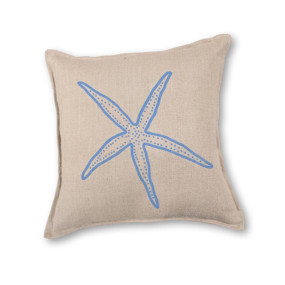 Kensington Garden 20"x20" Oversize Starfish Print Burlap Square Throw Pillow: Cotton Canvas, Zipper Closure, Indoor Use