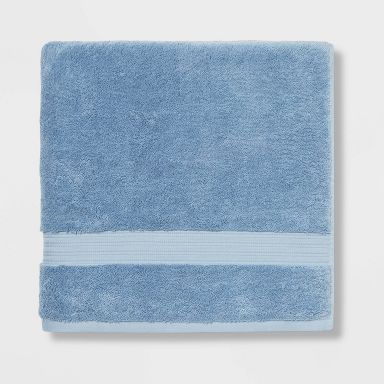Total Fresh Antimicrobial Oversized Bath Towel Blue - Threshold™: 100% Cotton, Low Lint, Machine Washable