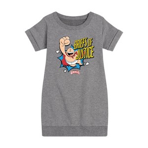 - Captain Underpants - Briefs Of Justice Graphic Short Sleeve Fleece Dress - 1 of 3