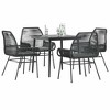 vidaXL Patio Dining Set with Cushions Outdoor Dining Furniture Poly Rattan Glass - Black 31.5" x 31.5" x 29.1" 4 Piece - 2 of 4