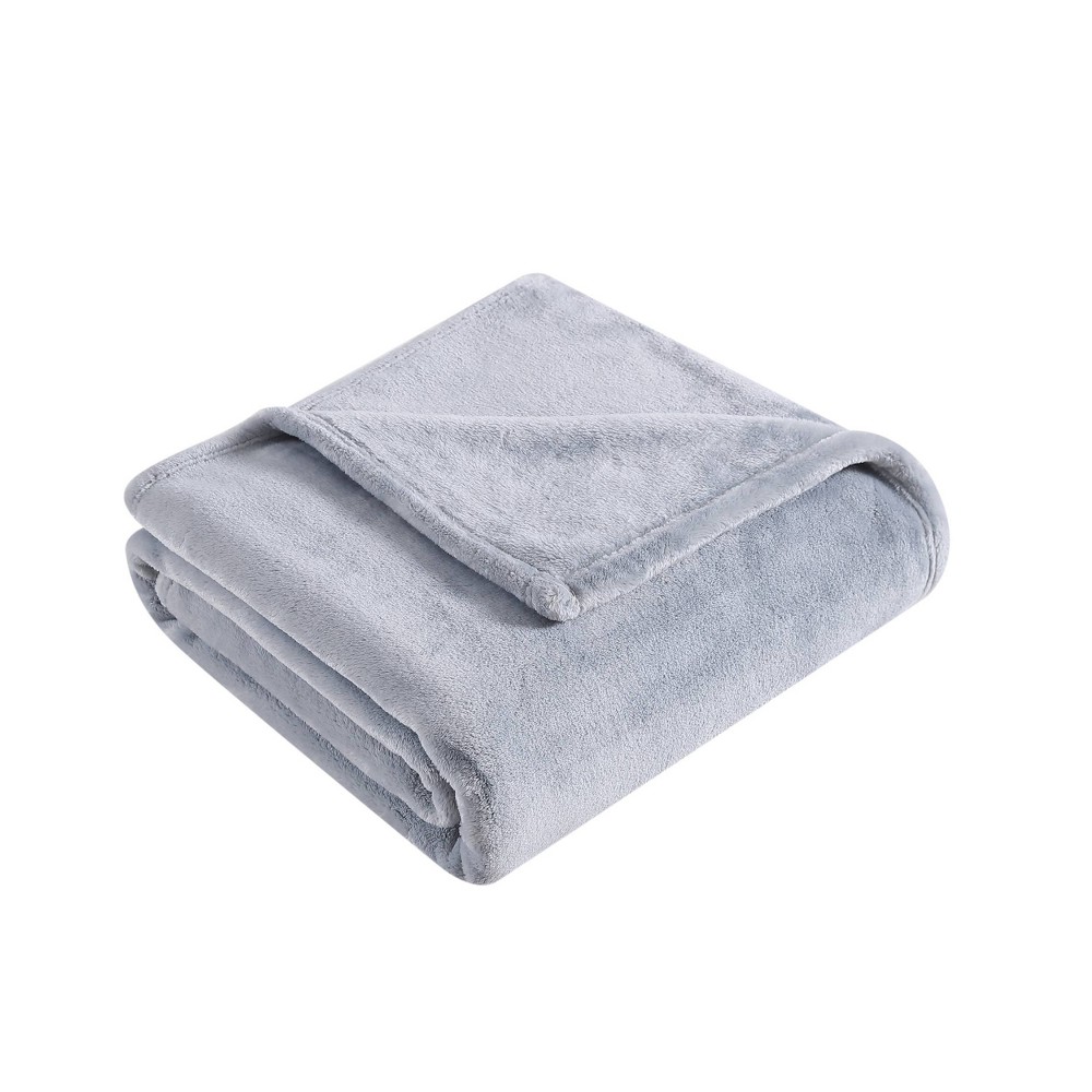 50"x60" Solid Reversible Throw Blanket Gray - Eddie Bauer: Luxurious Plush, Machine Washable