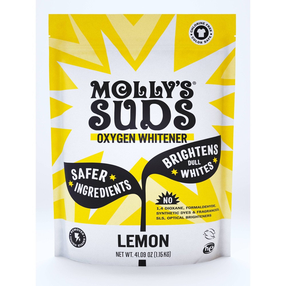 Molly's Suds Oxygen Whitener - Lemon - 41oz: Bleach Alternative, Sensitive Formula, Dye-Free