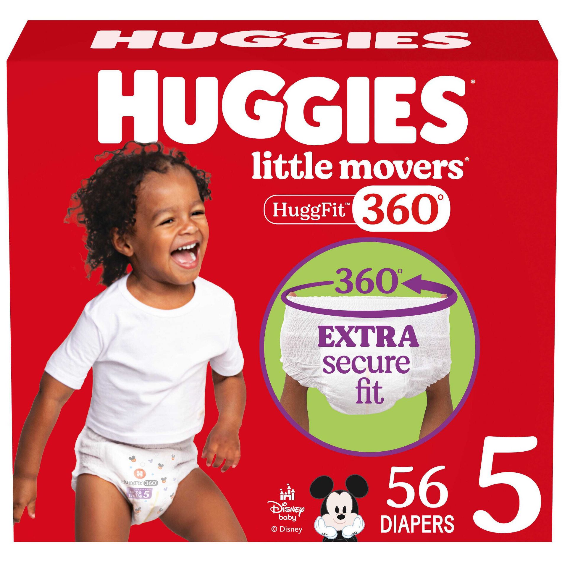 Huggies Little Movers HuggFit 360 Pull On Diapers - Size 5 - 56ct