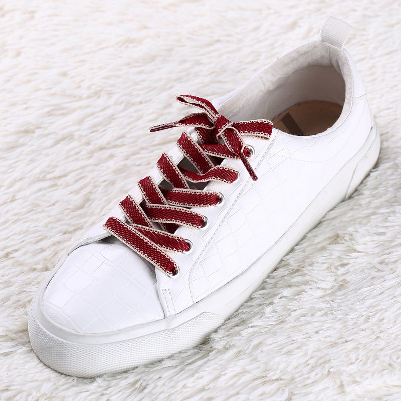 Allegra K Color Block Stripe Flat Canvas Shoes Shoelaces 2 Pairs, 2 of 7