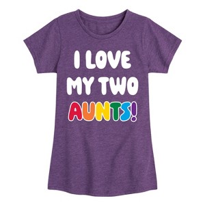 Girls' - Instant Message - I Love My Two Aunts Fitted Short Sleeve Graphic T-Shirt - 1 of 4