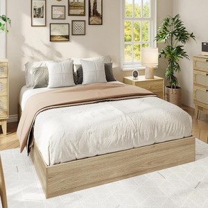 Coucheta T/F/Q/K Wood Platform Bed Frame, Wooden Bed Frame Without Headboard, Wood Slat Support, No Box Spring Needed, Easy Assembly, Multi-Color - 1 of 4