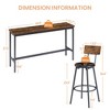 CIPACHO Rustic Brown and Black Industrial 63L x15.7W x37.5H Long Bar Table Set with 3 PU Upholstered Bar Stools - 3 of 4