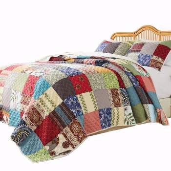 Greenland Home Fashions Renee Upcycle Luxurious Comfortable 3 Pieces Quilt Set Multicolor