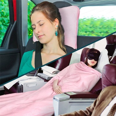 Light Pink Microfleece Travel Blanket and Pillow Set